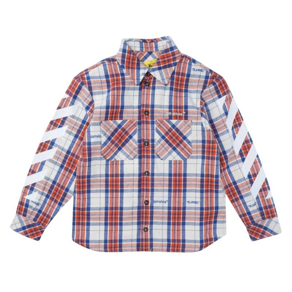 Off White Womens/Ladies Diagonal Stripe Flannel Shirt / Red/Blue/White